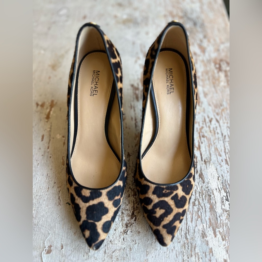 Michael Kors Chunky Heel Leopard Fur Heels